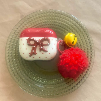 Cotton Keyring Set Red Ribbon AirPods Case
