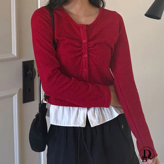 Cle Hem Frill V-Button Cardigan