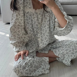 Flower pajamas, loungewear, sleepwear set, couple pajamas