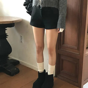 Royce Shorts Black/Winter Shorts/Wool Shorts/Wedding Guest Look/Layered