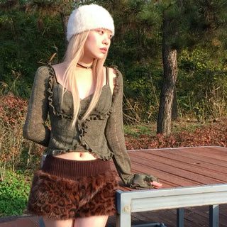 Leopard Fur Banded Shorts