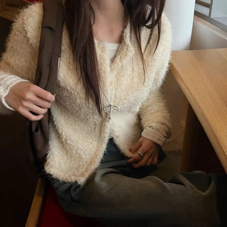 Snow Wool Fur Knit Cardigan 2 Colors