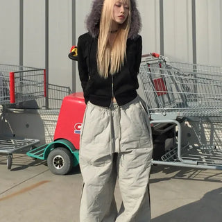 fur two-way hooded zip-up