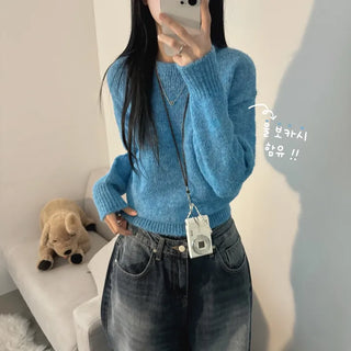 [Soft and Fluffy~] Wool Heather Round Winter Long Sleeve Knit