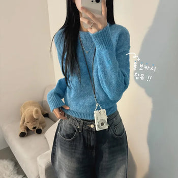 [Soft and Fluffy~] Wool Heather Round Winter Long Sleeve Knit