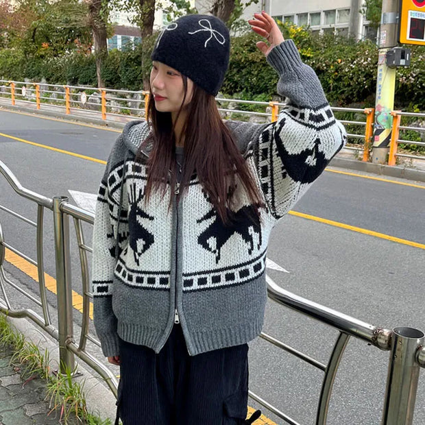 Cowichan Nordic Knit Zip-Up Hoodie 2 colors