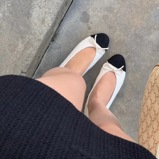 UL Tweed Contrast Ribbon Flat Shoes