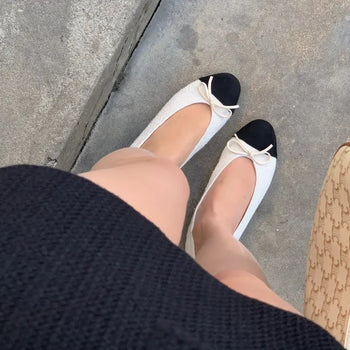 UL Tweed Contrast Ribbon Flat Shoes
