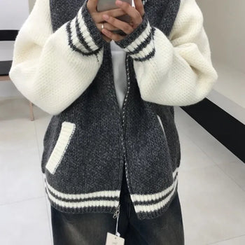 Wool Overweed Knit Zip-up