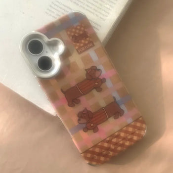 Puppy Brown Leather iPhone Case