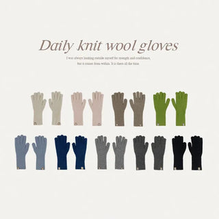 Wool Touch Finger Long Neck Knit Gloves