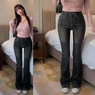 Doreven High-Fit Bootcut Pants [Fleece-lined, Hidden Elastic Waist]