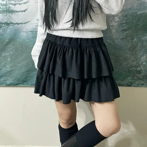 Basic Velvet Tiered Skirt