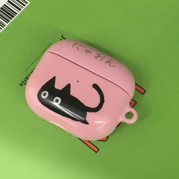 Japanese Black Cat Hard AirPods Case