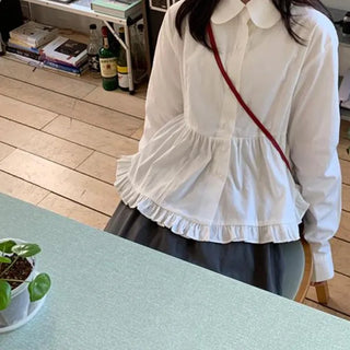 Mino Round Collar Frill Blouse