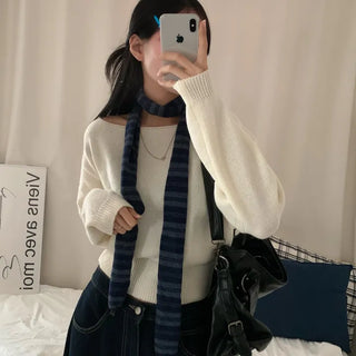 [Cinched Waist] One-Off Shoulder Daily Knit (4 colors)