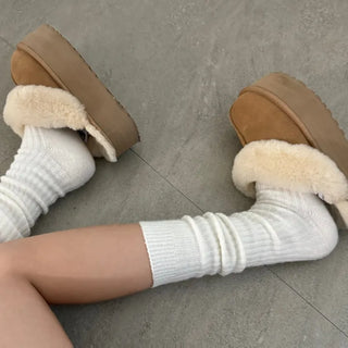 [Flooded with Inquiries] Slimming Ribbed Cotton Leg Warmer Socks