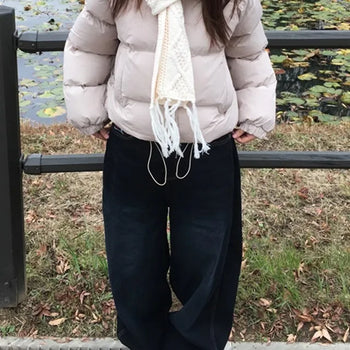 String Crop Padded Jacket