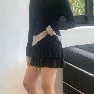 Raw Peach Tiered Skirt