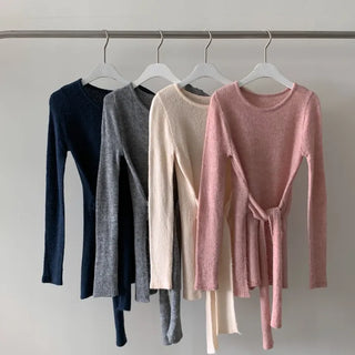 Feminine Mohair Wrap Slit Long Knit