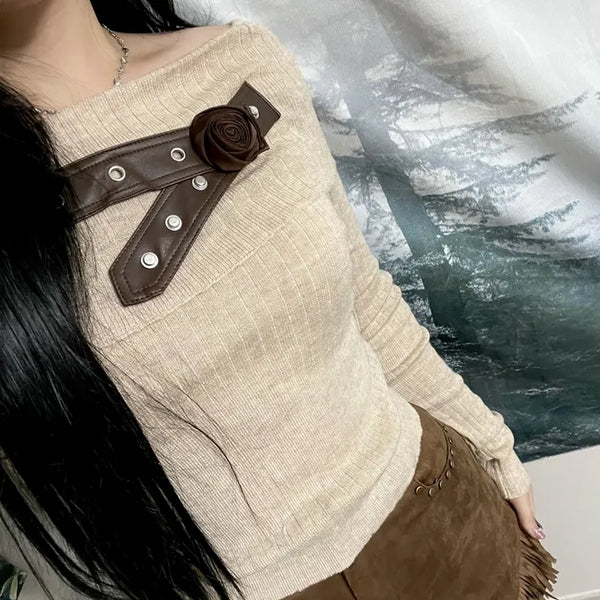 Roseveld Off-Shoulder Knit Tee
