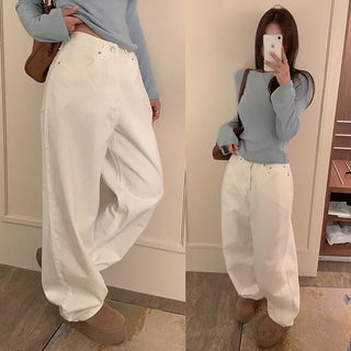 Besot High-Fit Wide Pants [Fleece-lined]