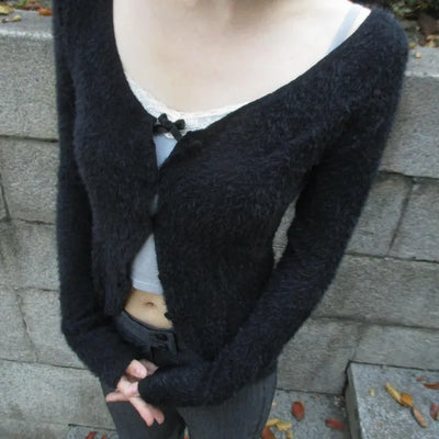 Hair V-neck Cardigan (2 colors)
