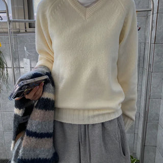 Double Rib V-Neck Knit / 4 Colors