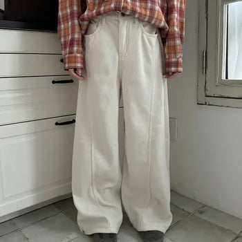 Mien Corduroy Hem Button Adjustable Pants