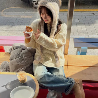 Cable Knit Wool Sweater 2 Colors