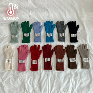 Logo Smartphone Touch Wool Gloves Winter Knit Fingerhole Gloves