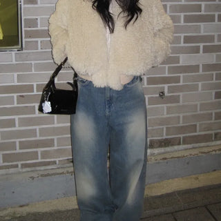 Back Stitch Rope Wide Denim Pants
