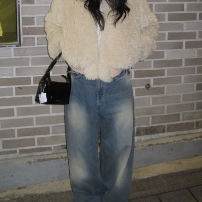Back Stitch Rope Wide Denim Pants
