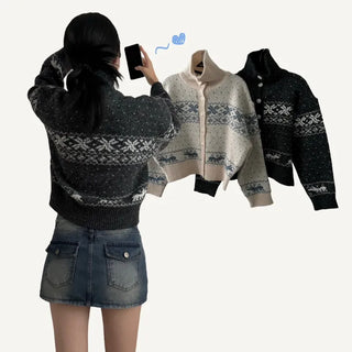 [Cozy/Thick~] Nordic Loose Fit Winter Turtleneck Knit Cardigan