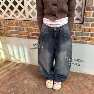 [Hip Mood/Oversized] Devil Big Mega Wide Denim Long Pants