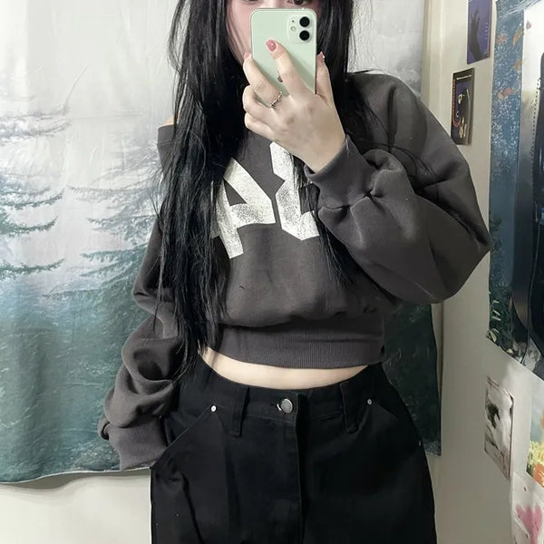 84 Numbering Off-shoulder Sweatshirt