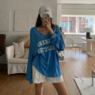 Lettering V Cotton Long Sleeve Tee