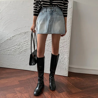 Pise washed denim skirt