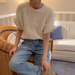 Cable roll-up half-knit