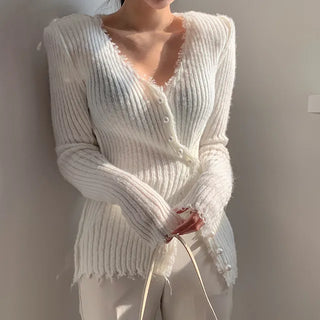 Pearl Two-Way Ribbed Cardigan