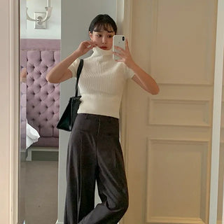 High turtleneck short-sleeve knit
