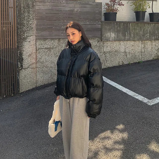 Effie Short Leather Padded Jacket
