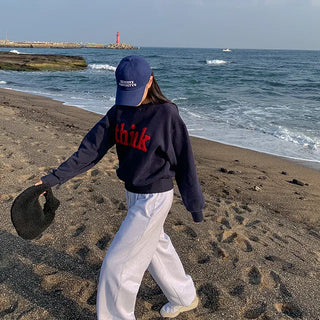 Think Lettering Fleece-lined Sweatshirt