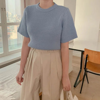 Cats short-sleeve ribbed knit