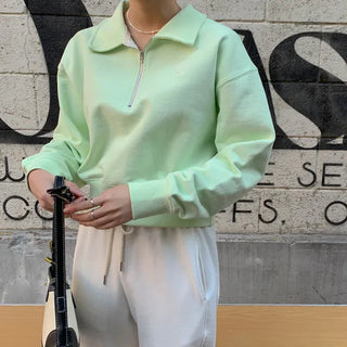 Off-collar embroidered sweatshirt