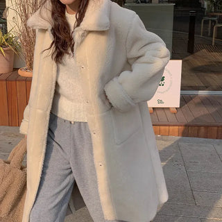 Yellow reversible shearling coat