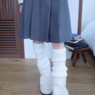 Naki Wool Elastic Pleated Midi Skirt