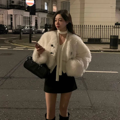 Poten Bolero Collarless Fur Jacket