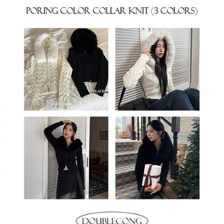 Twin K Fur Hooded Knit Zip-Up