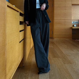 Simon Stripe Elastic Waist Wide Pants